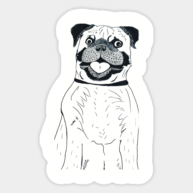 Portrait Pug Sticker by Soundtrack Alley